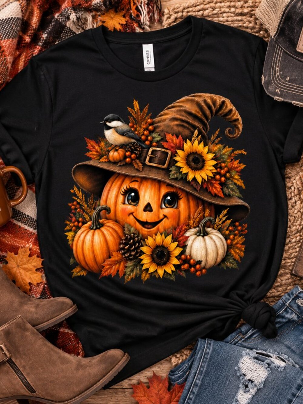 Pumpkin Scarecrow DTF Printed Tee